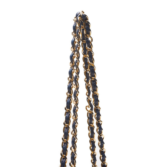 Chanel Matelasse Coco Mark Double Chain Lambskin Navy - Picture 4 of 7